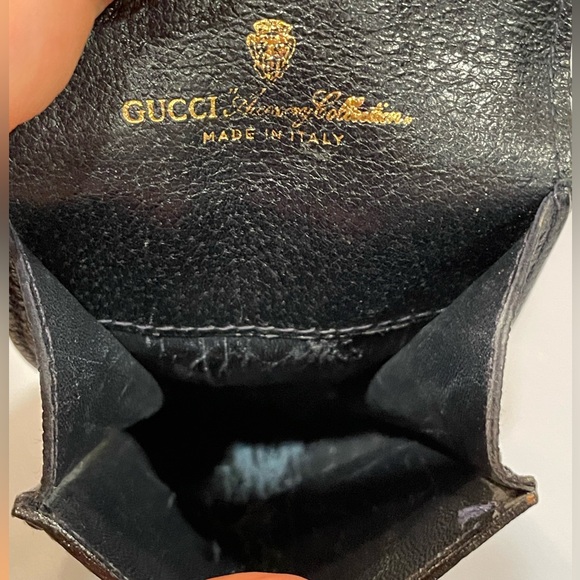 Used Gucci VTG Sherry Lined Stripe Blue Cigarette Pouch Logo Leather Case Auth! - Picture 11 of 16